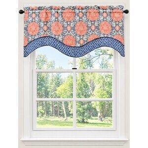 Waverly Window Scalloped Valance Spring Spotlight Floral 100% Cotton 52x16"